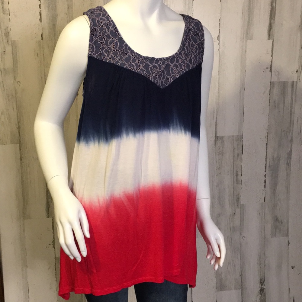 Medium World Unity Red White & Blue Top #J48